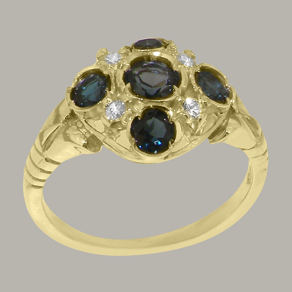 14k Yellow Gold London Blue Topaz Diamond Statement Ring X5267