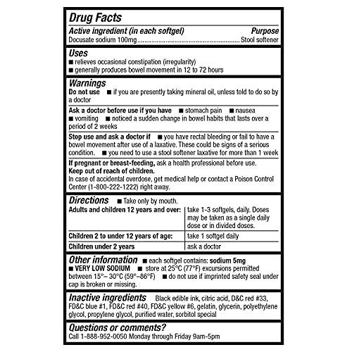 400 Counts Docusate Sodium 100mg Capsules I2136