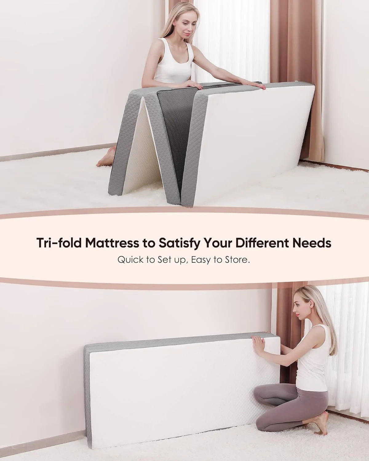 Twin Size 4 inch Foldable Memory Foam Mattress with Washable Cover U8240