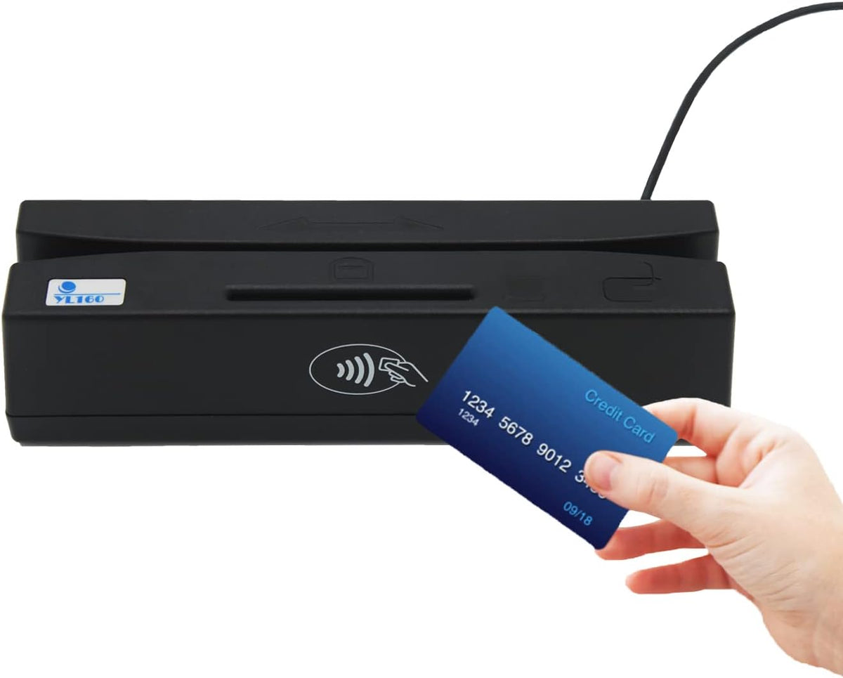 USB 4 in 1 Magnetic Swipe Card Reader with EMV Chip, RFID, PSAM T629