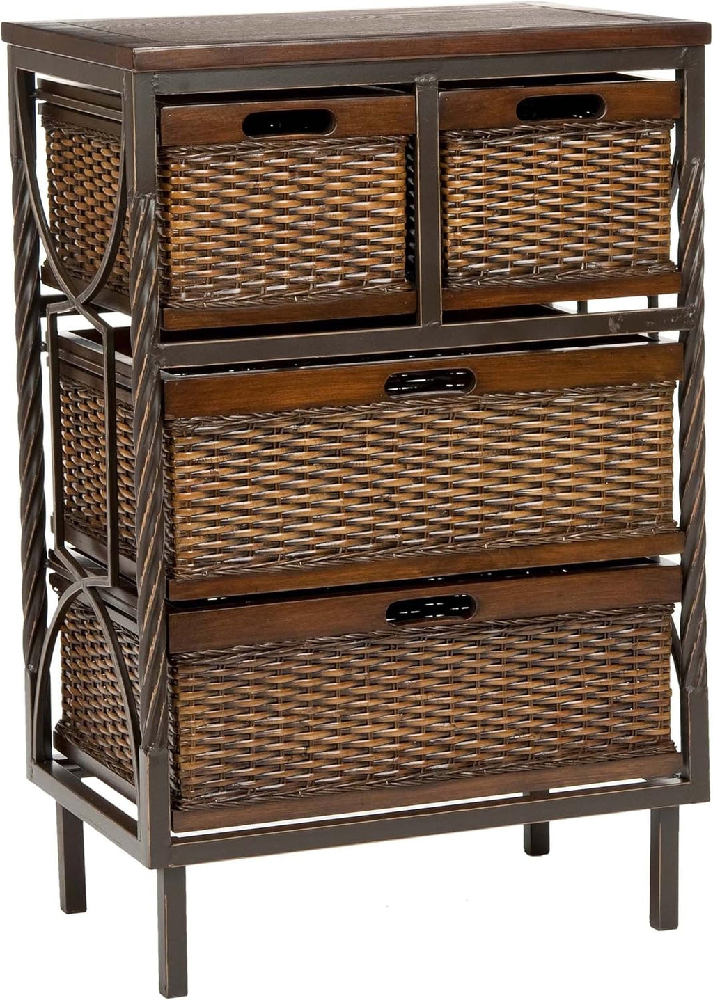 Dark Teak 4-Drawer Storage Cabinet Y3011