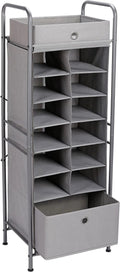 Grey 12 Cubby Vertical Shoe Rack Organizer with Drawer Z39055