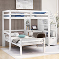 Wood Twin Bunk Loft Bed with Desk, Drawers and Shelf, White S86712