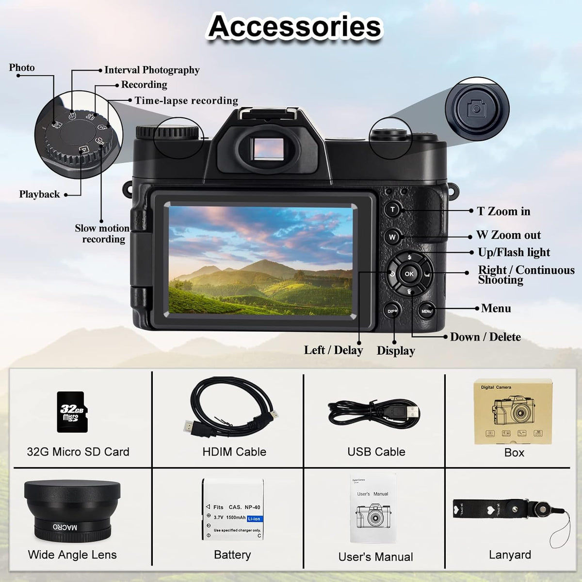 48MP 4K Digital Camera with WiFi and 3.0 Inch Flip Screen L561645