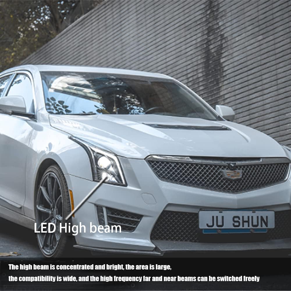 LED Headlights Assembly with Red Demon Eyes and Sequential Turn Signal Y6804