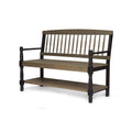 Gray Acacia Wood Outdoor Bench with Shelf W607195