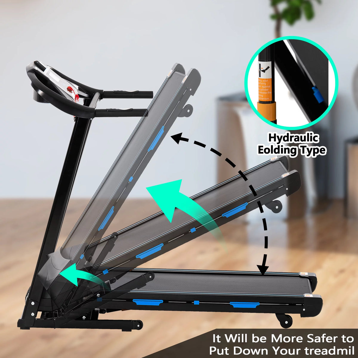 3.5HP Folding Electric Treadmill with Auto Incline B177