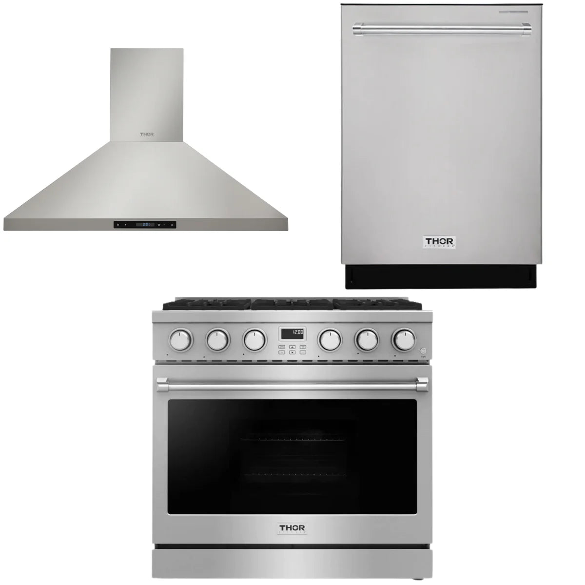 36 Gas Range, Range Hood and Dishwasher F877