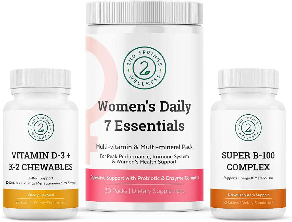 Vitamin D3+K2 Chewables & Super B-100 Complex Bundle F8680