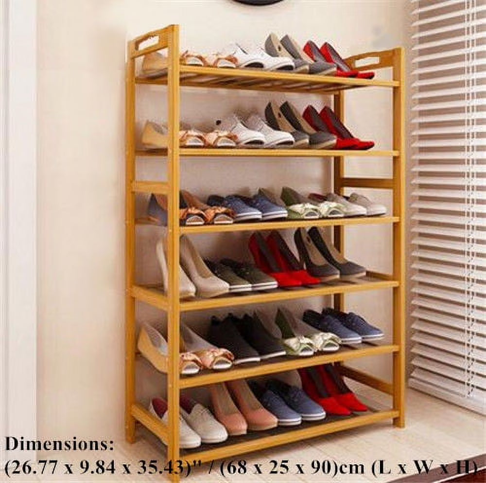 6 Tier Natural Wood Bamboo Shoe Rack L7365