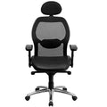 Black Super Mesh Executive Swivel Chair with Leather Seat V9897