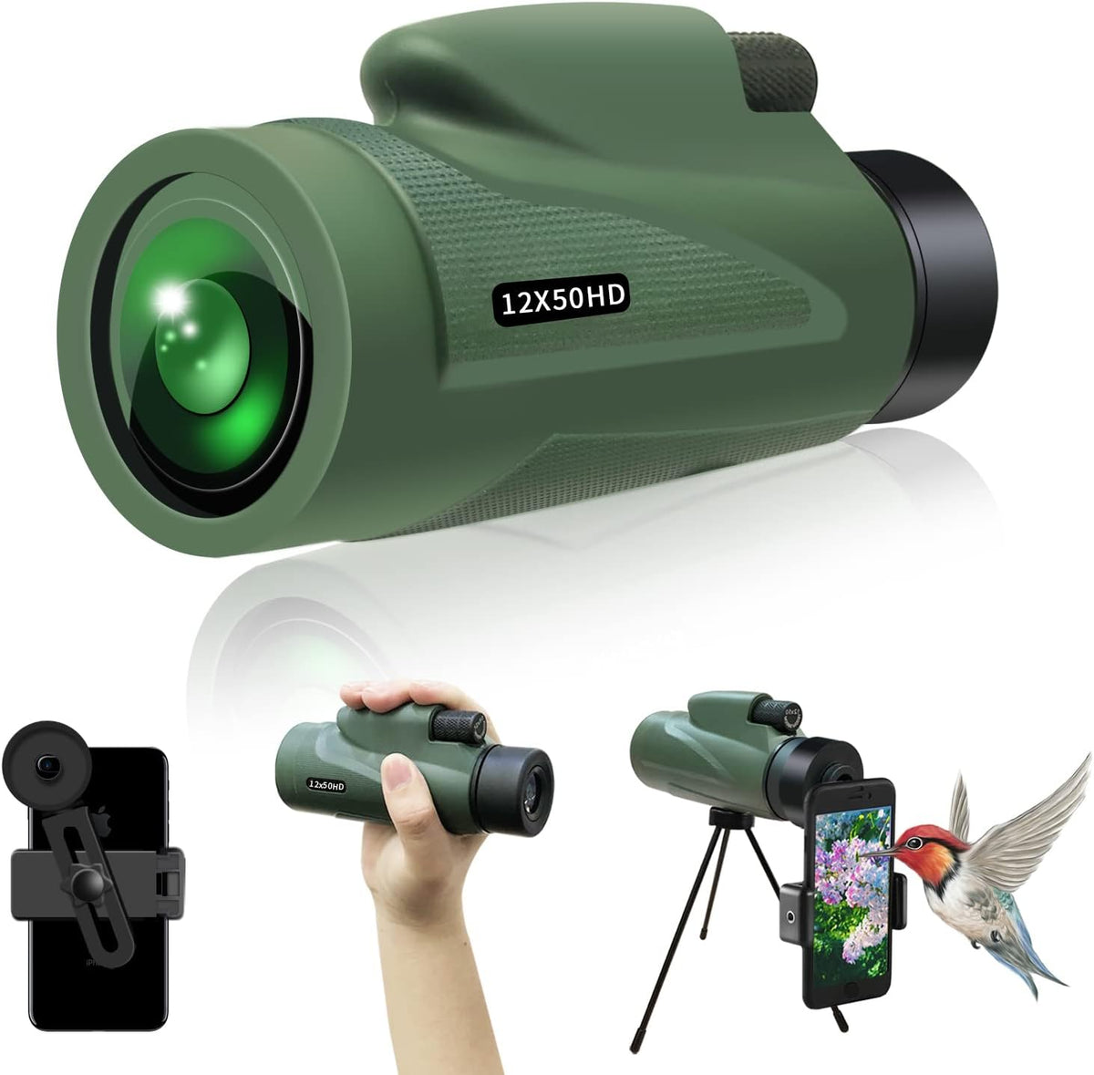 12~16X60 Waterproof HD Monocular Telescope with Tripod E476