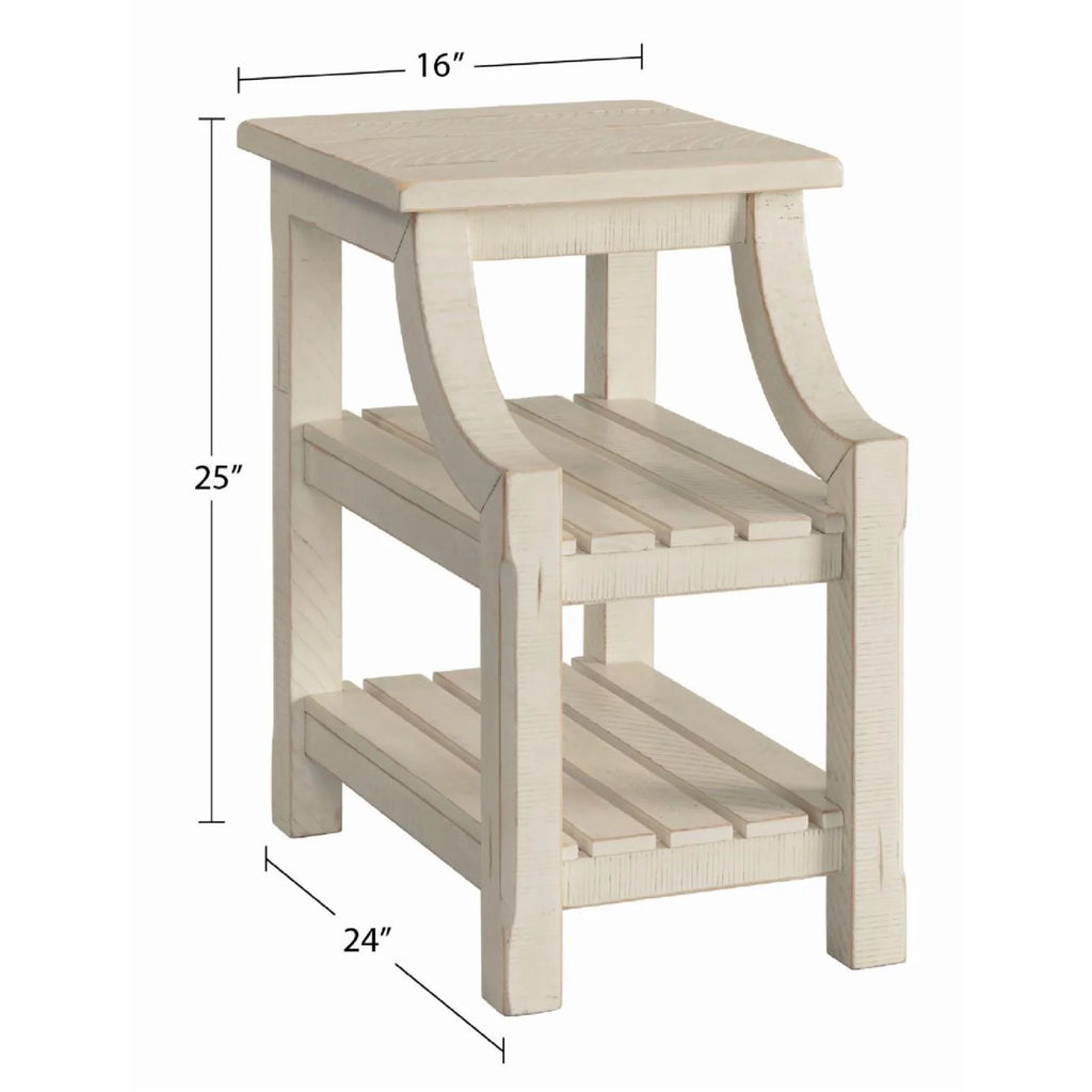 Antique White Solid Wood Chairside Table with Power Q154