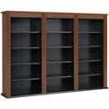 Triple Floating Media Wall Storage in Cherry and Black A15733