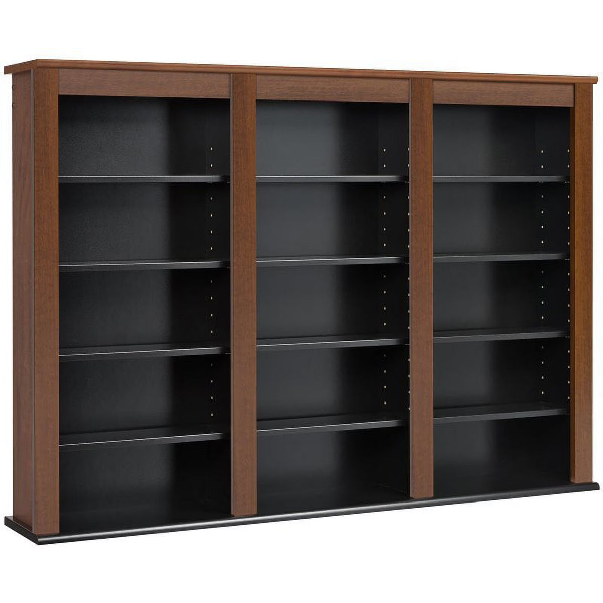 Triple Floating Media Wall Storage in Cherry and Black A15733