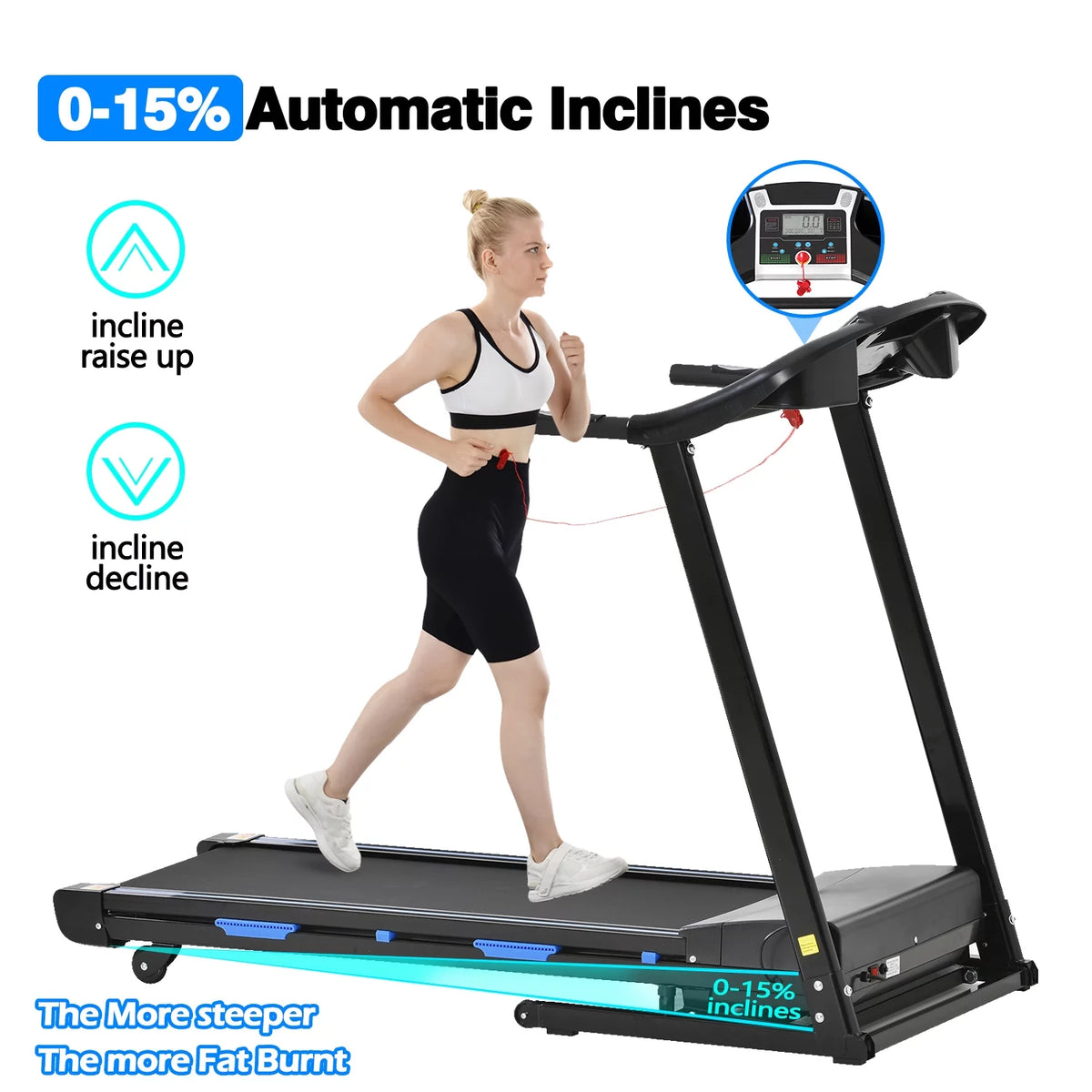 3.5HP Folding Electric Treadmill with Auto Incline B177