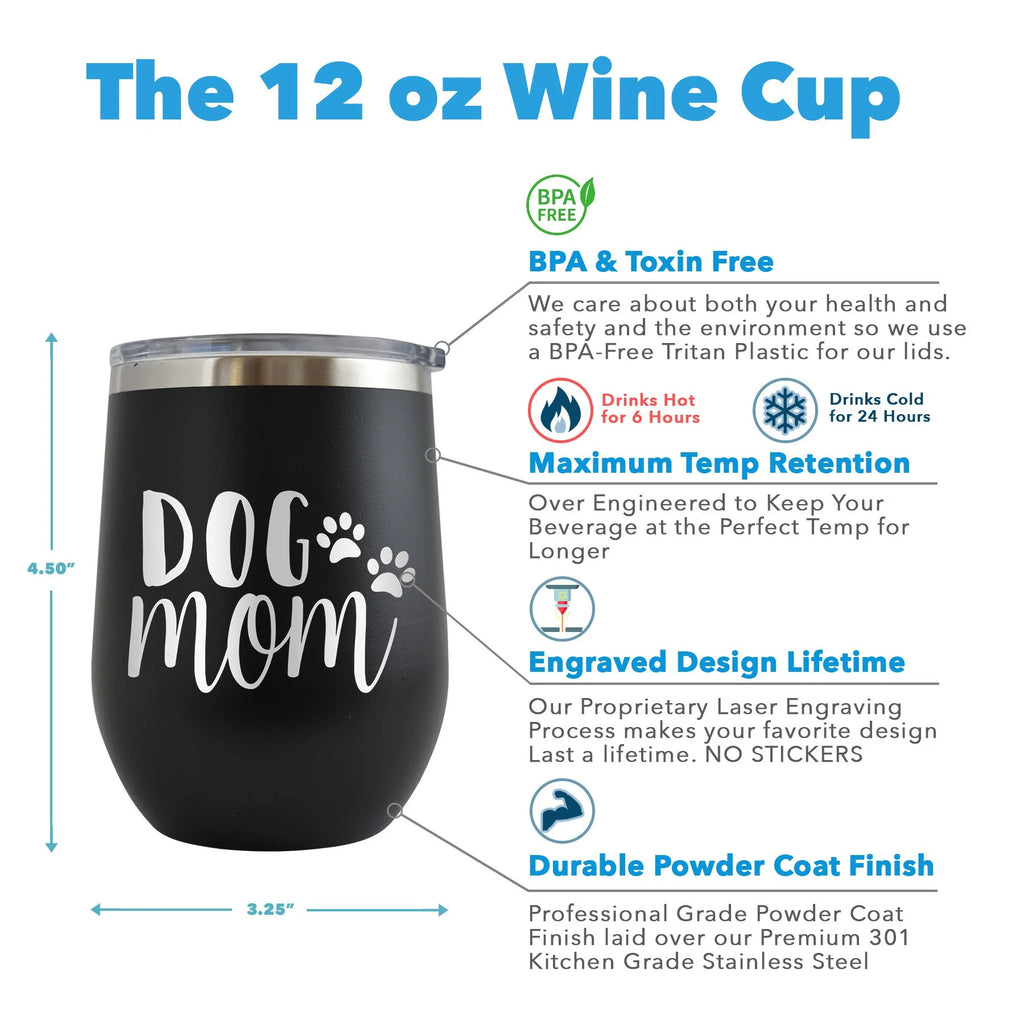 Engraved 12 oz Grey Wine Cup V476