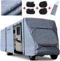 Windproof Waterproof Rip-Stop RV Cover for 23’-26’ Motorhome with 2Pcs Extra Long Straps & Gutter Covers A17838