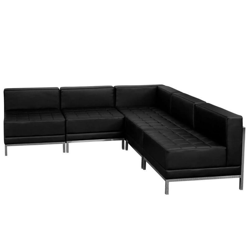 Black LeatherSoft 5 Pieces Sectional U158