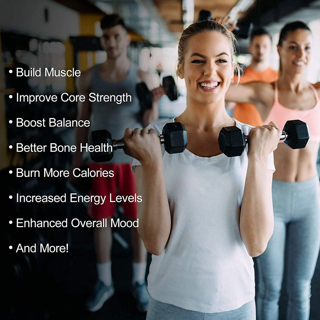 Rubber Hex Dumbbell 5-60 Lbs with Metal Handle Y834099