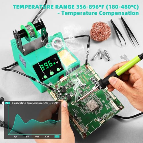 100W Digital Display Soldering Iron Station Kit with 2 Helping Hands W18294