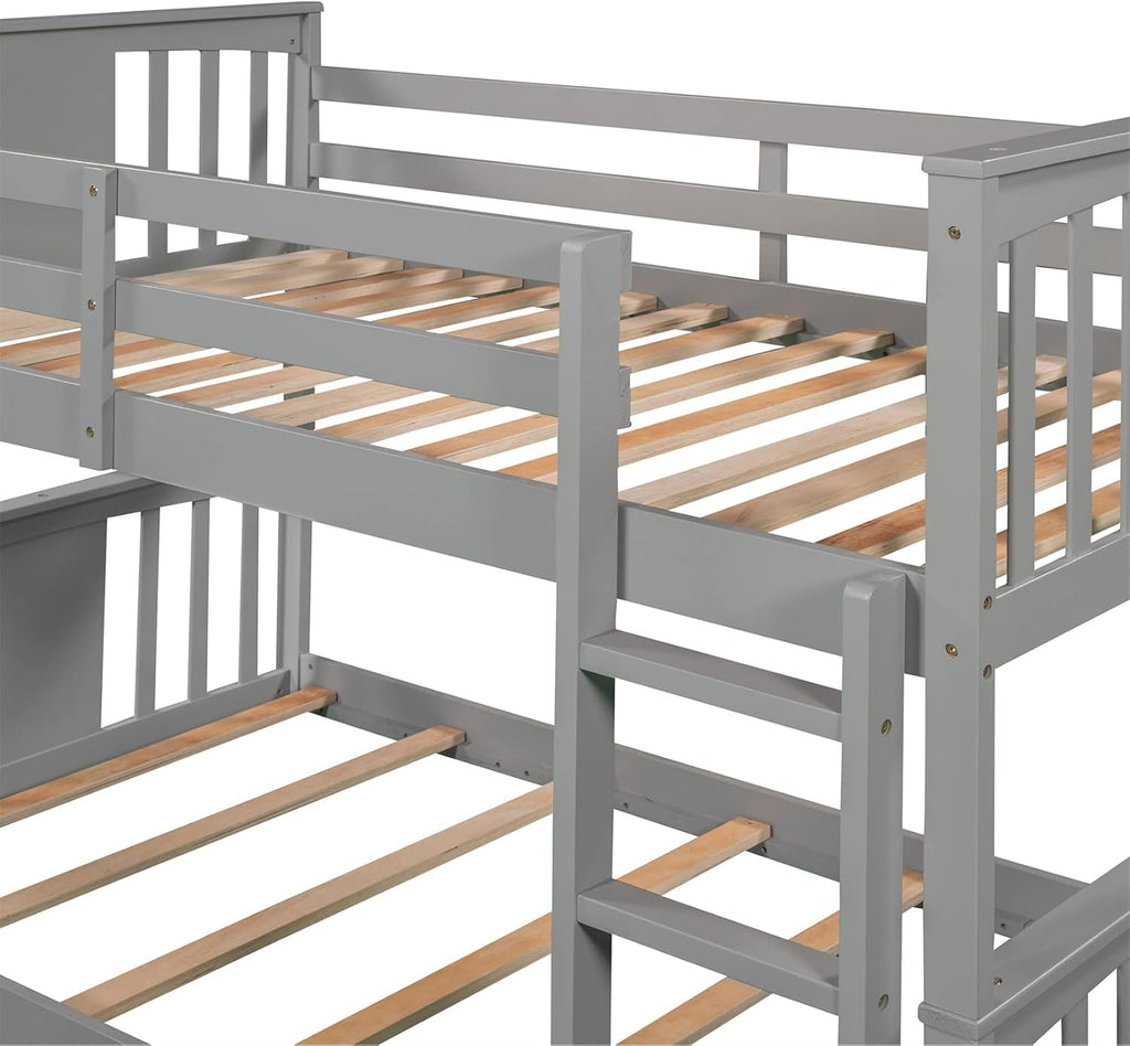 Gray Twin over Twin Wood Bunk Bed Frame C8837