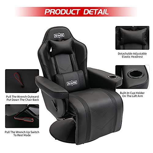 Black White X Large PU Leather Gaming Recliner Chair V358