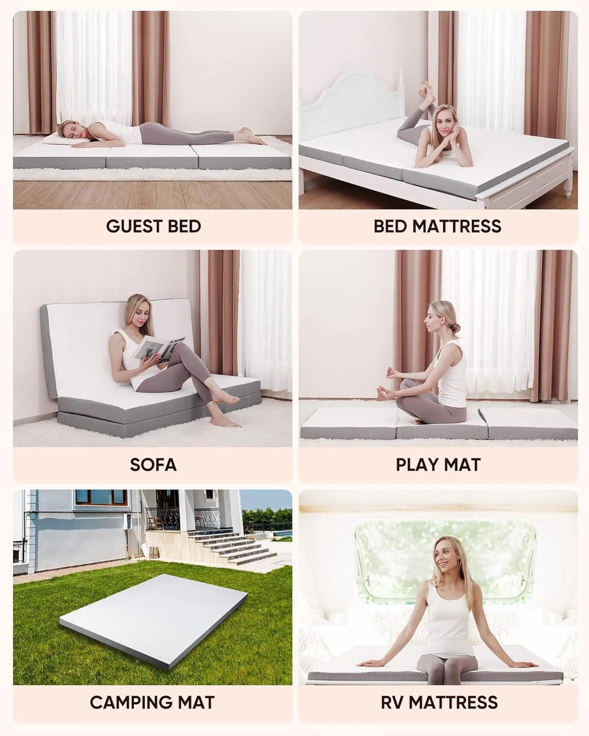 Twin Size 4 inch Foldable Memory Foam Mattress with Washable Cover U8240