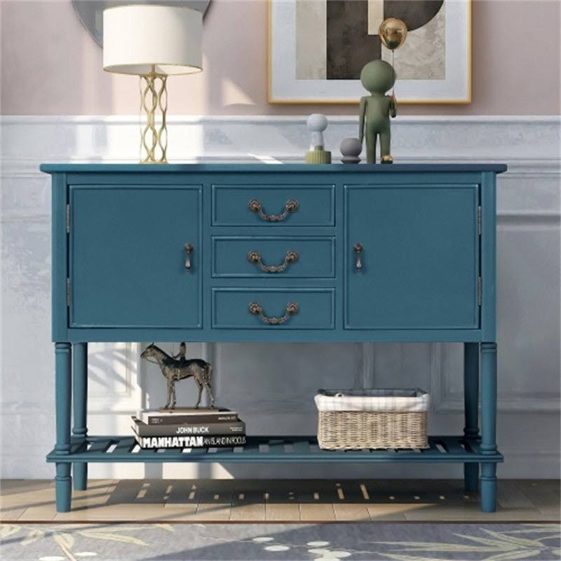 Blue Console Table with 3 Drawers H7319