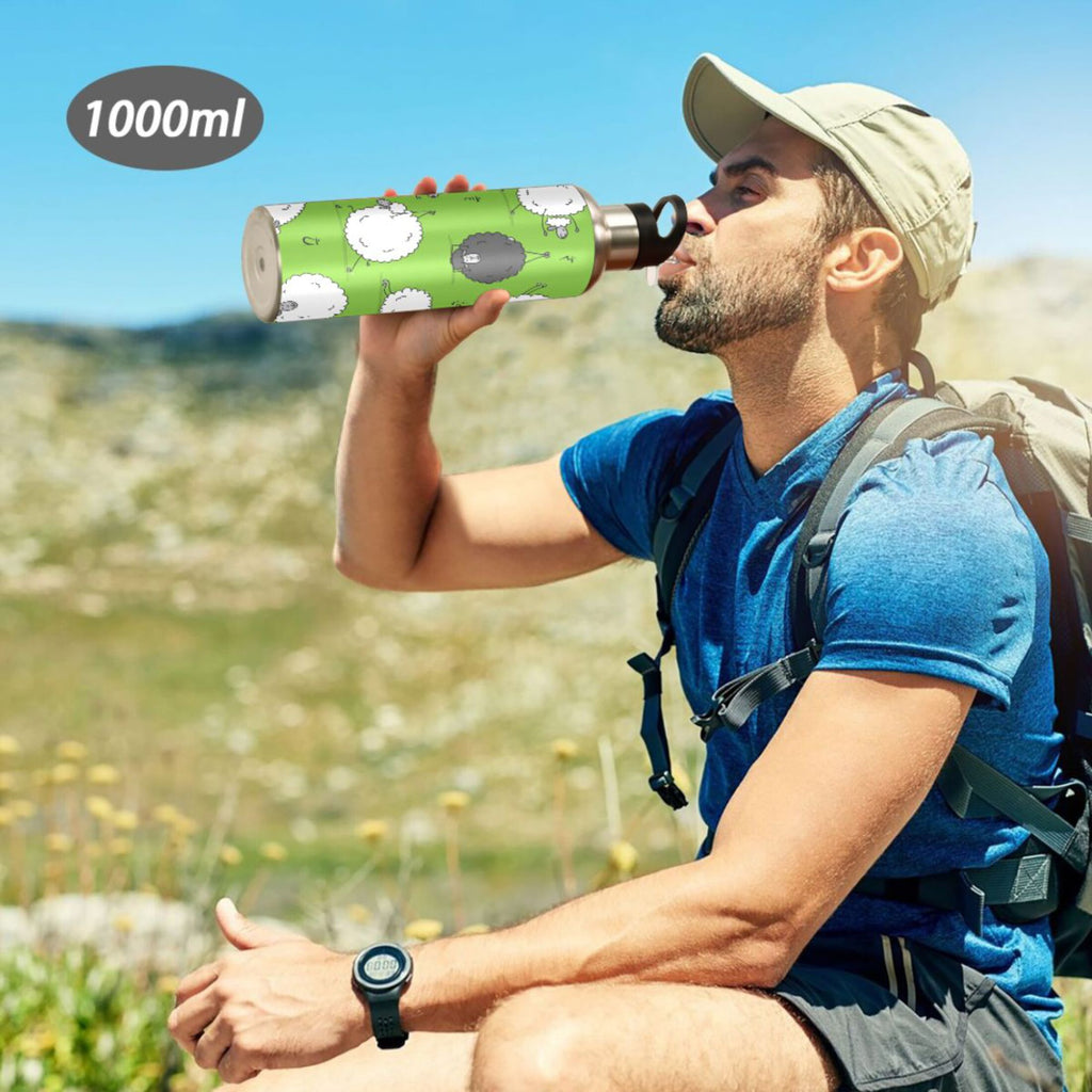 Green Stainless Steel Insulated Water Bottle with Straw Lid U2418