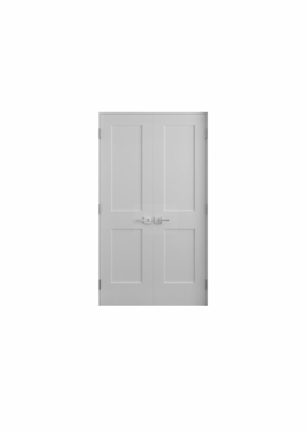 White Primed Double Prehung French Door with Black Hinges F7577