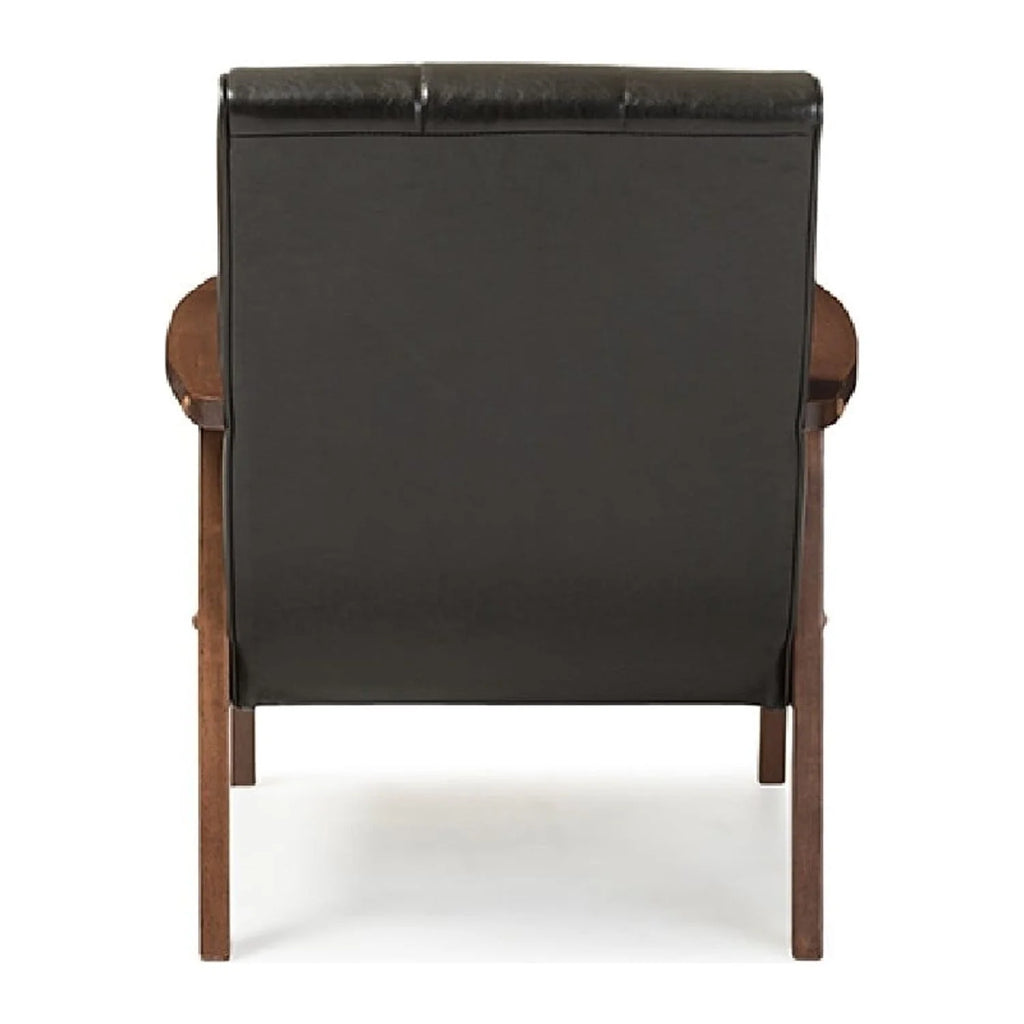 Black Faux Leather Wooden Lounge Chair P754363