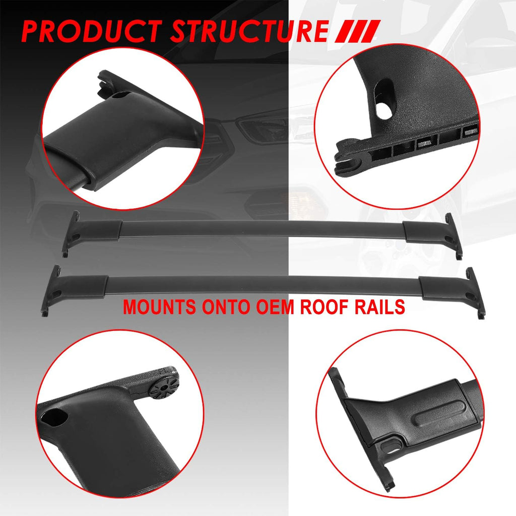 Matte Black Aluminum Roof Rack Cross Bars Pack of 2 C494602