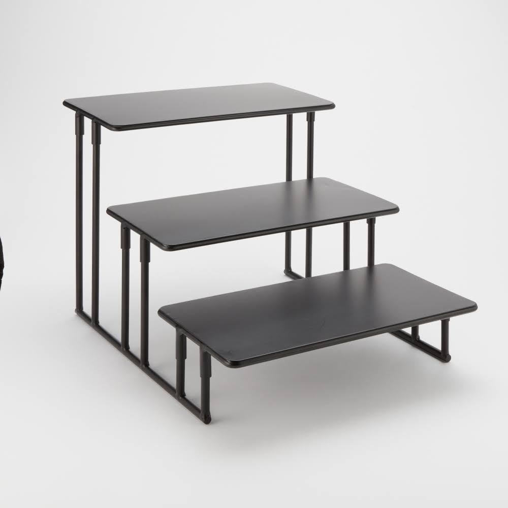 Black 3 Tier Rectangular Display Stand Q289119