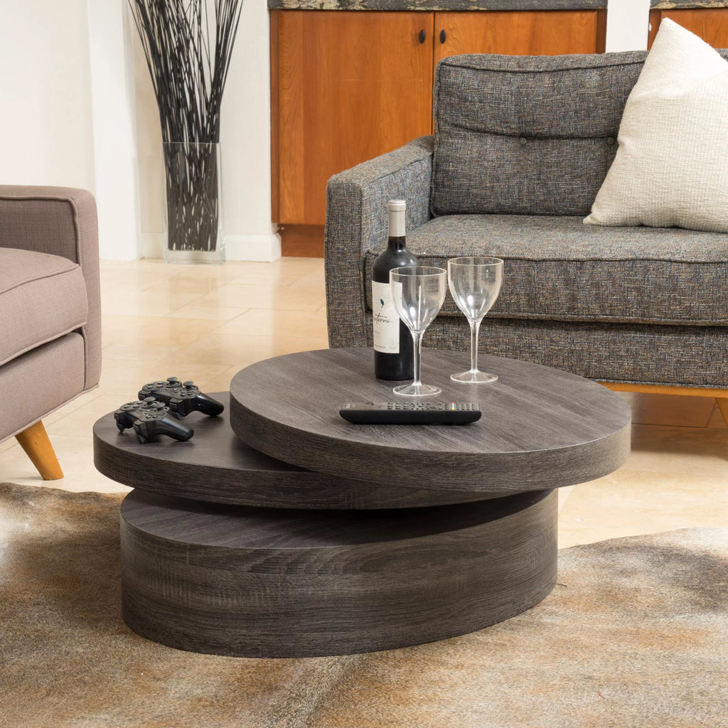 Oval Rotating Wood Coffee Table C88580