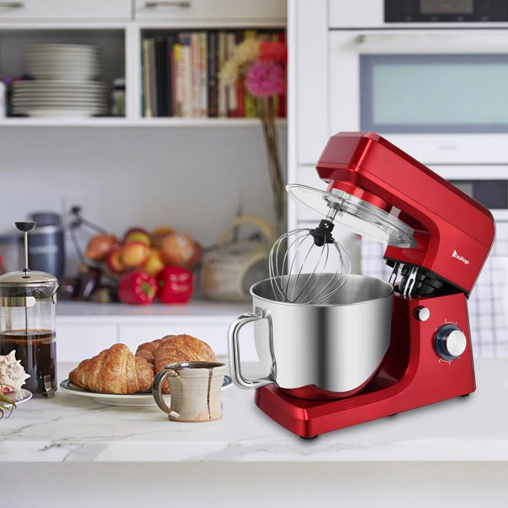 Red 6 Speed Control 7.5QT Electric Stand Mixer with Stainless Steel Bowl O11678
