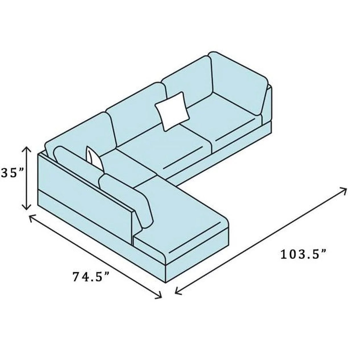 103.5" Wide Microfiber Sectional Sofa with Matching Pillows E1735