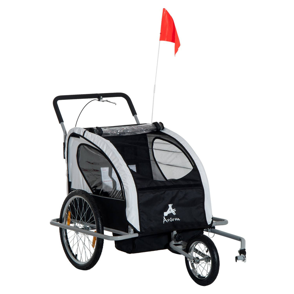 2in1 Double Child Bike Trailer and Stroller - Black O109