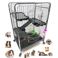 37 inch 4-Solid Tiers Metal Guinea Pig Cage with Solid Platforms and Ladders S688254