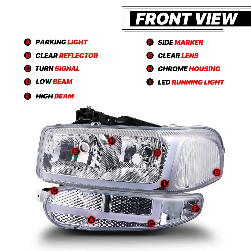 LED Tube DRL Headlights Assembly P91193
