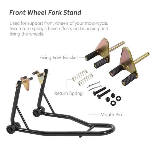 Motorcycle Front Wheel Lift Stand 485LBS Black C8276