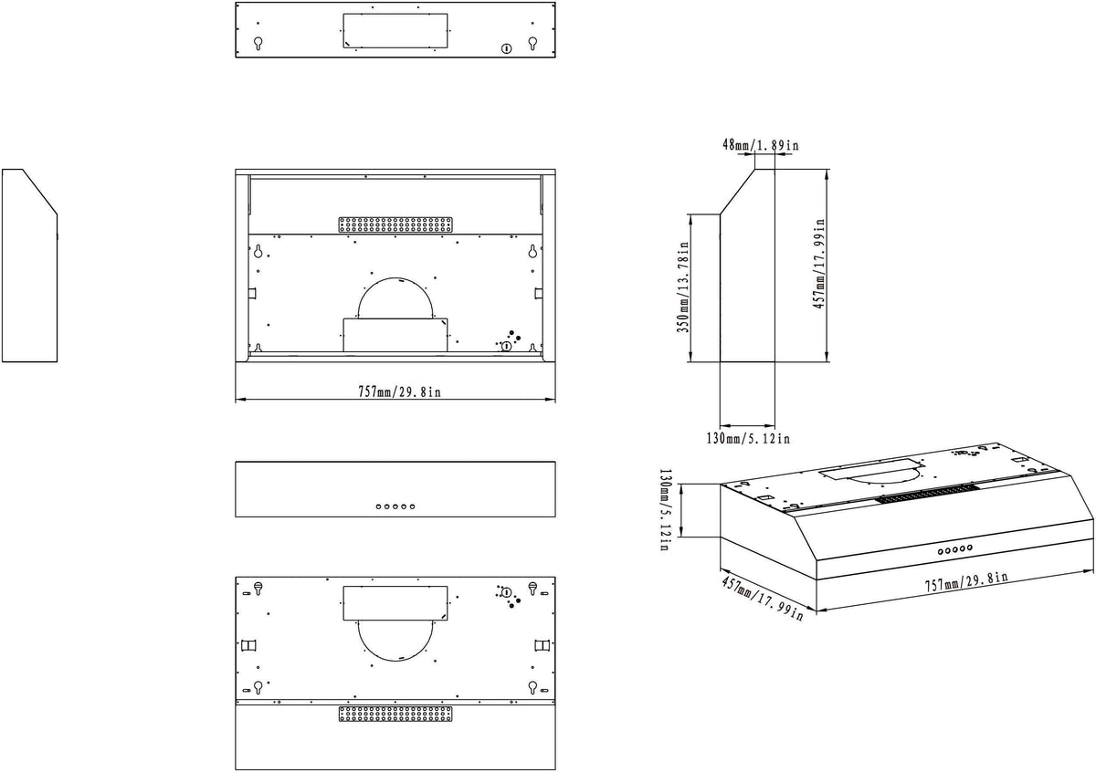 Black Convertible Under Cabinet Range Hood O21698
