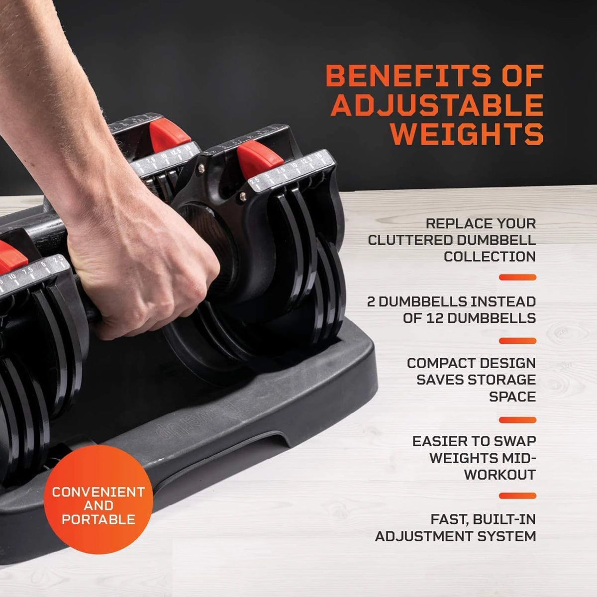 15 Pound Adjustable Dumbbells Set, 2 Pcs N482521