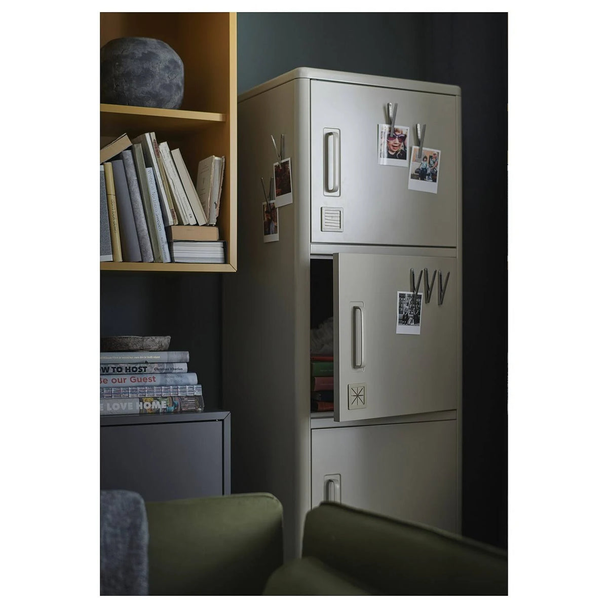 Beige High Cabinet with Drawer and Doors E160