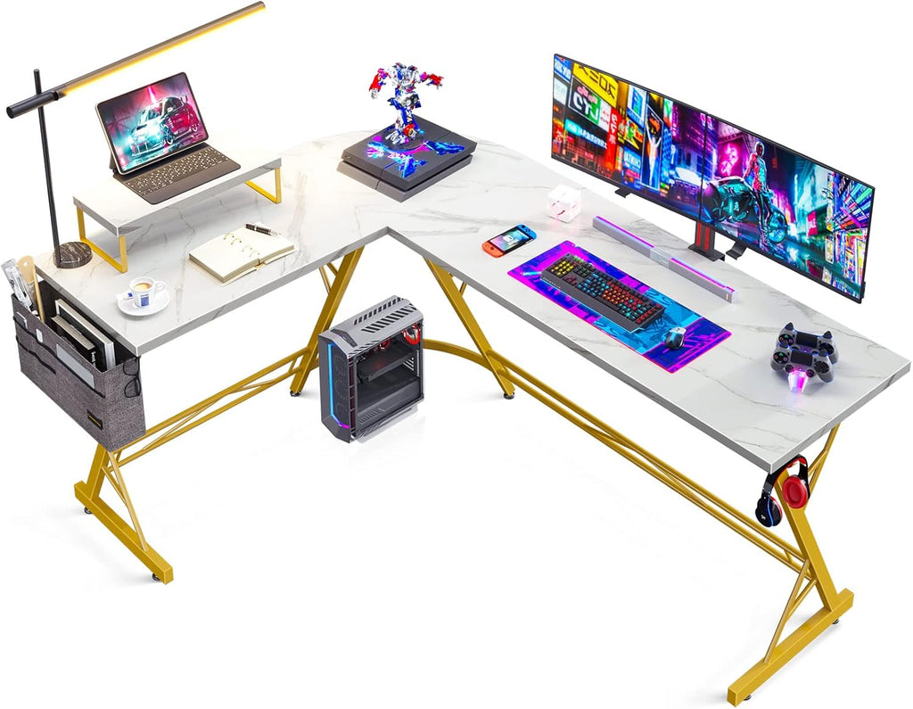 66" L Shaped Computer Desk with Monitor Stand P7190