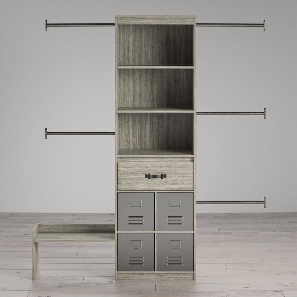 Grey Oak Kids Closet Organizer System Z730319