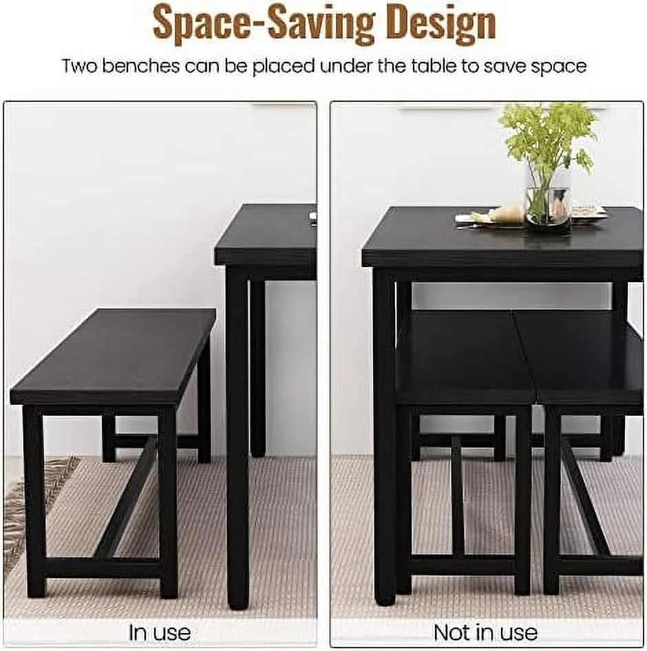 3 Piece Dining Table Set with 2 Benches G996