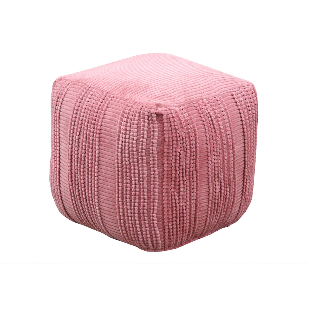 Cotton Upholstered Striped Ottoman M21281