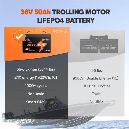 36V 50Ah LiFePO4 Battery with 43.8V 25A Charger P7534