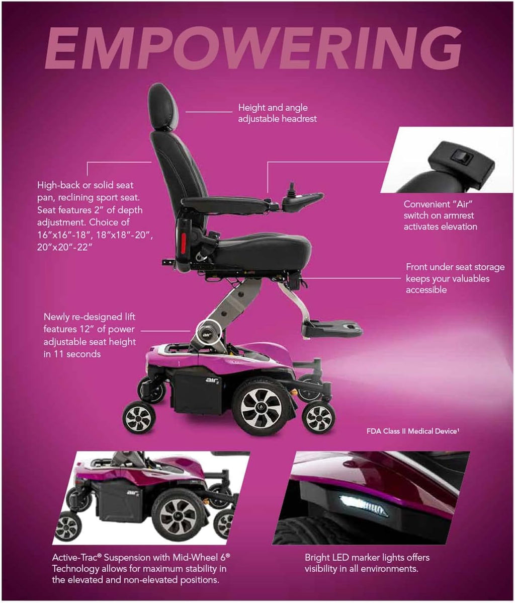Power Chair with U-1 Batteries, Mid Wheel Drive, 300 lbs. WC, Up to 4 MPH, 16.8 Miles Range Per Charge W790845